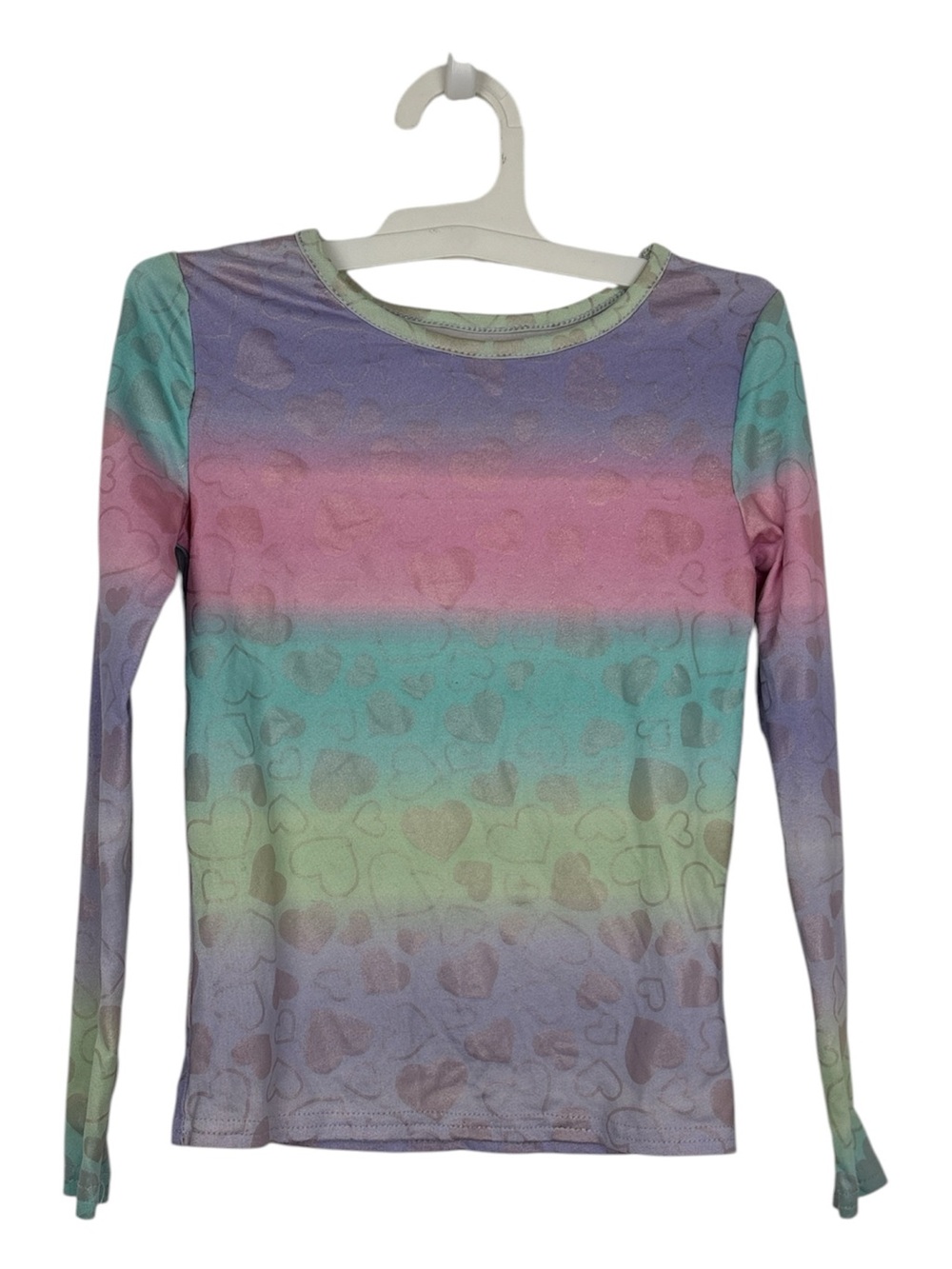 Extremely me Girls Long Sleeve Ombre Heart Tee - Pastel Rainbow 6